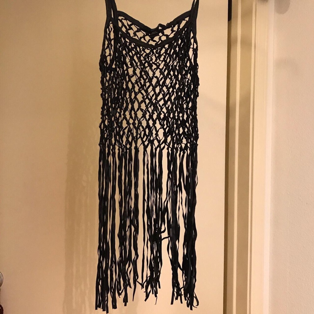Sexy Fringe / Mesh Leather Top / costume